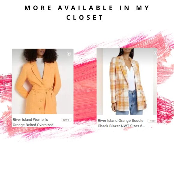 River Island Women's Orange Belted Oversized Blazer In Size Small - Picture 13 of 13